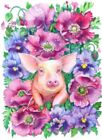 5D Diamond Painting Pig In The Flowers Kit