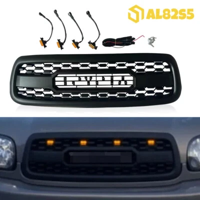 Fit For Sequoia 2001-2004 Front Grille Upper ABS Grill With 4 Lights Matte Black Foto 1 de 4