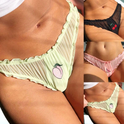 Женские кружевные сетчатые трусы с оборками тонкие прозрачные трусики со средней талией дышащие - Изображение 1 из 4