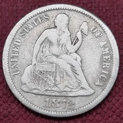 1872 Seated Liberty Dime 10c Better Grade VF #58546 Cover