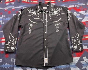 Panhandle Slim Rockabilly Western Shirt Snap Mens L Retro VTG Style Embroidered - Picture 1 of 10