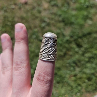 Dedal vintage de plata de ley 925 tamaño 5,5 16 mm diámetro interior Foto 1 de 4