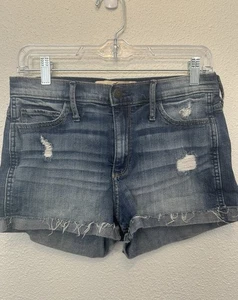 Hollister Junior’s Jean Short-Short Shorts Size 7 W28 High Rise Distressed Denim - Picture 1 of 6