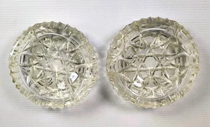 Vintage 1960er Diamantschliff Glas Aschenbecher x 2 massiv und klobig Stück Glas 5" - Bild 1 von 7