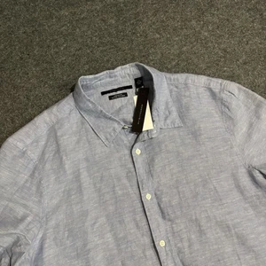 Perry Ellis Linen Blend Short Sleeve Button Down Shirt Men's XXL New - Picture 1 of 9