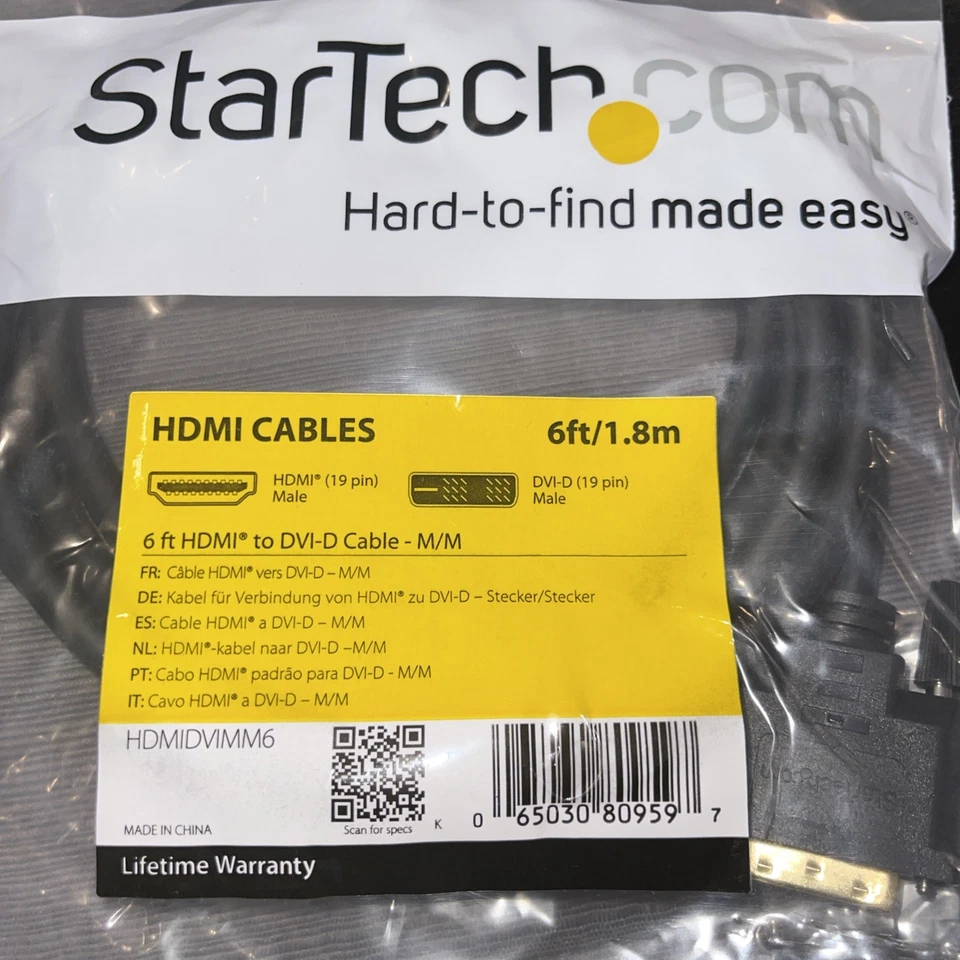 StarTech 6ft HDMI to DVI-D Cable - M/M (HDMIDVIMM6) Male / Male Cable / Adapter - Image 1 of 4