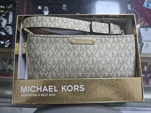 MICHAEL KORS MK Logo Adjustable Belt Bag Women S/M Gold NWT/Unopened Gift Box - Picture 1 of 4
