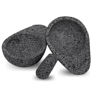YO PIDO MX Molcajete Set di due molcajete a forma di mezzo avocado, mortaio per spezie,... - Foto 1 di 8