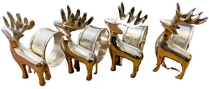 Vintage Quartet of Silver Plated "Figural Reindeer" Napkin Rings - Christmas - Imagen 1 de 3