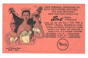 U.S.ADDVERTISING POSTAL CARD LOVE STUDIOS OF HOLLYWOOD.HAVE YOUR FIGURE ANALYZED - Picture 1 of 2