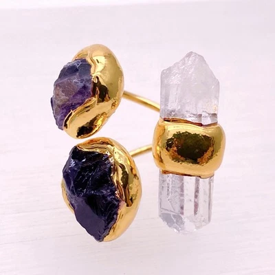 Anillos para Dedos Cuarzo Amatista Ajustable Diseñador Mujer Anillo de Cóctel Foto 1 de 4