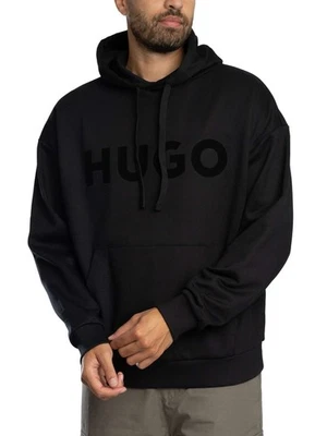 Sudadera con capucha pulóver HUGO Ditchie con logotipo grande para hombre, negra Foto 1 de 4