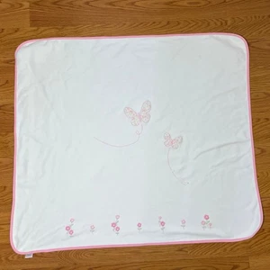 Gymboree 2007 Garden Party Baby Blanket Pink White Floral Butterfly *READ* - Picture 1 of 10
