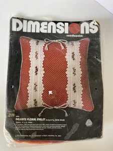 Vtg NEW Dimensions Needlepoint Kit 2084 Delicate Floral Eyelet 14” X 14” Pillow - Picture 1 of 6