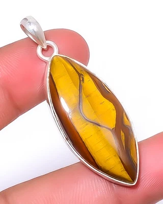 Ojo de tigre amarillo - Colgante de joyería de plata de ley 925 de Sudáfrica 2,03" A368 Foto 1 de 4
