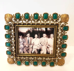 Berebi Limited Edition Jeweled Green & Gold Picture Frame for 3" x 2.25" photo - Picture 1 of 5