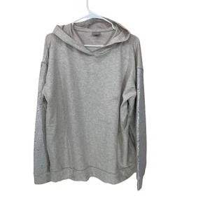Chicos Zenergy Sequin Sleeves Hoodie Top Size 2 ( 12-14) Silver/Gold $99 NWT - Picture 1 of 9