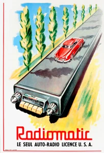 Radio de coche radiomático - década de 1950 - póster publicitario promocional - Imagen 1 de 1