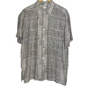 Massoti Men's M Button Up Shirt Viscose Casual Patterned Geometric Black White - Picture 1 of 6