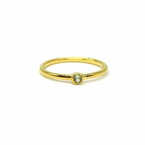 Anello oro zaffiro verde tondo naturale 2 m 10 carati, anello oro zaffiro fatto a mano - Foto 1 di 10