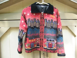 Maglione Cardigan VINTAGE Design Islandese Miscela Lana Miscela Città Stellata S - Foto 1 di 9