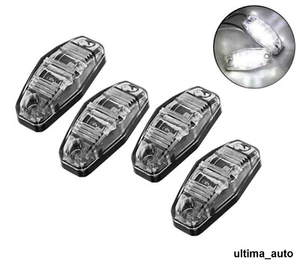 4x 2 LED White Clear front chrome markers lights lamp for trailer truck 24 Volts - Picture 1 of 6