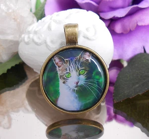 Ketten Anhänger Katze Cabochon 25 mm mit antik goldener Fassung - Bild 1 von 4