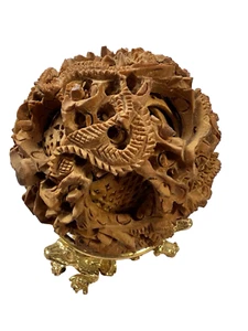 "Rompecabezas chino de madera tallada a mano de varias capas Infinity Ball Dragons Phoenix 3""" - Imagen 1 de 17