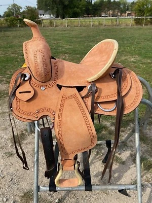 Sillín de 12" juvenil áspero Western barril/rancho/stock  Foto 1 de 4