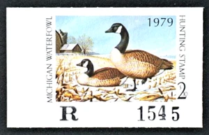 1979 Michigan Duck Stamp, #MI4, Canada Geese by Andrew Kurzmann - Picture 1 of 2