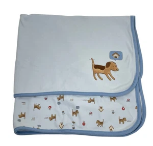 Vintage Gymboree Blue Dogs Dog House Toy Baby Receiving Blanket Favorite 2005 - Picture 1 of 12