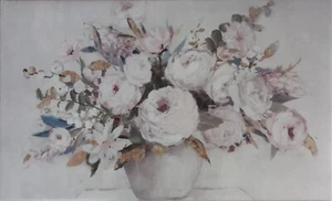 Wandbild, ungerahmte LEINWAND, STRAUSS WEISSER ROSEN in dezenten PASTELLTÖNEN - Bild 1 von 2