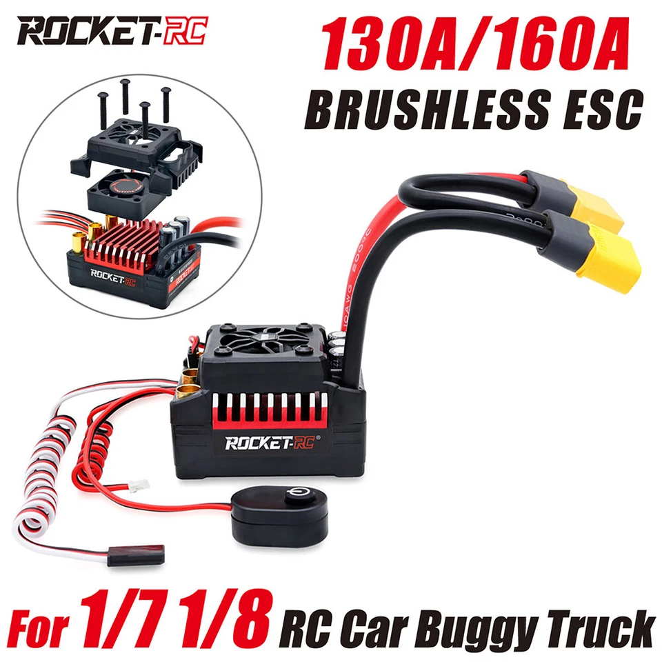 130A 160A ESC für 1/7 1/8 RC Car Buggy Monster Truck 4068 4274 Brushless Motor - Bild 1 von 4