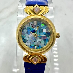 Reloj Mujer Vintage Lucoral Mosaic Face, Banda Elástica Azul 6.5”, Batería Nueva - Imagen 1 de 12