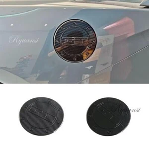 For 2024-2025 Ford Mustang Carbon Fiber Black Fuel Tank Cap Gas Cover Trim Decor - Picture 1 of 6