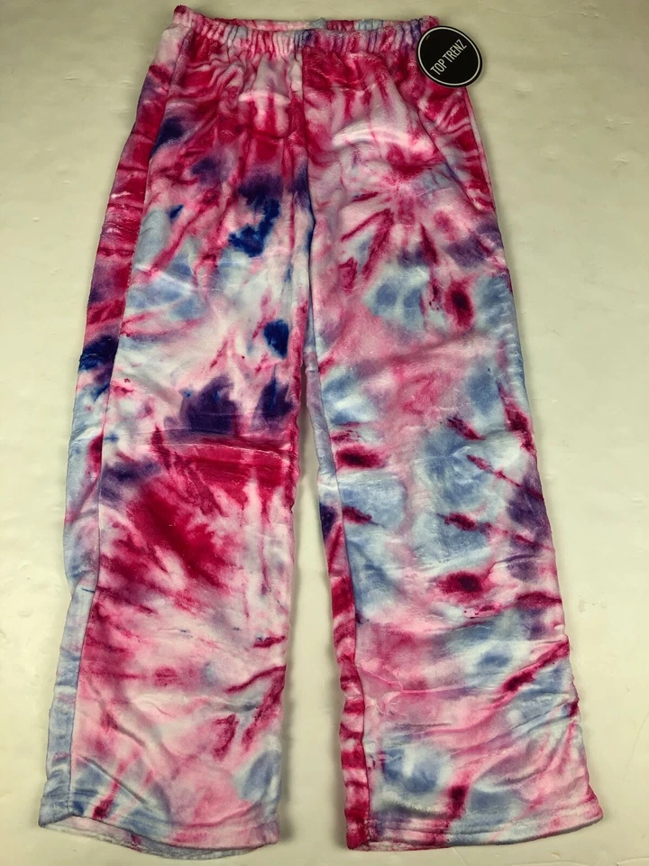 Top Trenz Tie Dye Fuzzy Lounge Sleep Pajama Pants Girls Super Soft NWT - Image 1 of 1