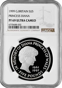 Grossbritannien 5 Pfund 1999, NGC PF69 UC, "Gedenken an Prinzessin Diana" - Bild 1 von 2