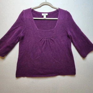 Ann Taylor LOFT Womens Sweater Medium Petite Purple Wool Rabbit Hair Cashmere - Picture 1 of 9