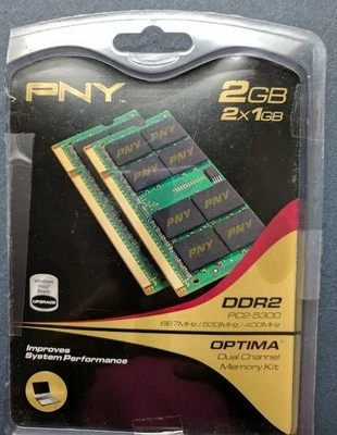 PNY - 2GB (2x1GB) DDR2 667 MHz PC2-5300 Notebook / Laptop SODIMM Memory   - Image 1 of 2