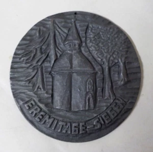 Gusseisen Plakette - EREMITAGE-SIEGEN - Guss Wandplatte Wandbild  rund 12,5 cm - Bild 1 von 4