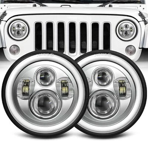 Best Price Promotion for Jeep Wrangler JK TJ LJ LED Halo Headlights w/ DRL Turn - Picture 1 of 11