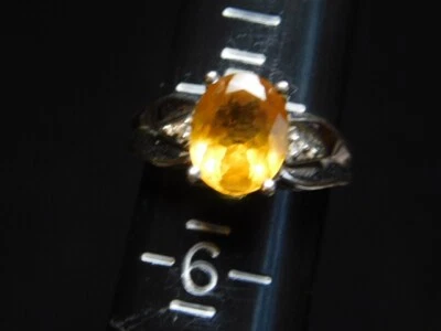 ANILLO ORO BLANCO 14K NARANJA PIEDRAS PRECIOSAS TALLA 5.25, 3.89 GRAMOS L15 Foto 1 de 4