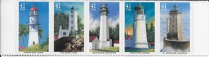US Scott 4146-50, Pacific Lighthouses, 2007, Mint Strip of 5, NH - Bild 1 von 1