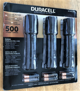 Lot of 3 Duracell Durabeam Ultra LED Flashlights 500 Lumens Batteries Included