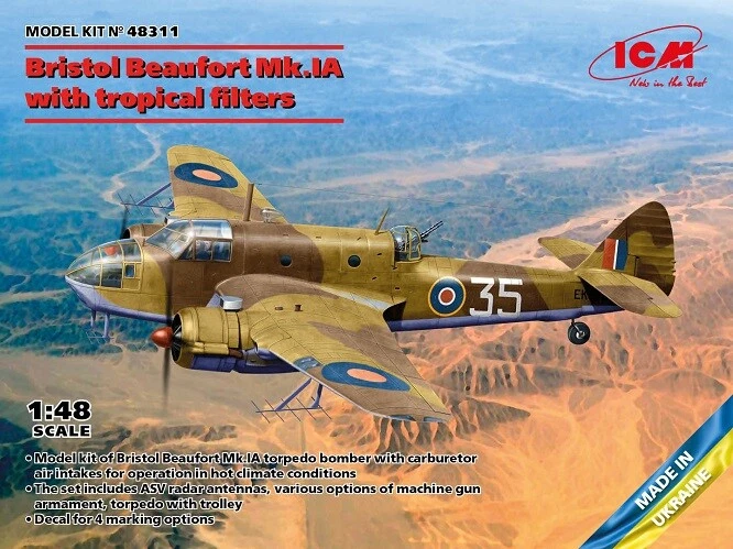ICM 48311 - 1:48 Bristol Beaufort Mk.IA Con Filtro Tropical - Nuovo - Immagine 1 di 1