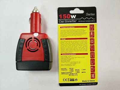 150W Car Power Inverter Laptop Phone Charger DC 12V to AC110V/220V Adapter + USB - Image 1 of 4