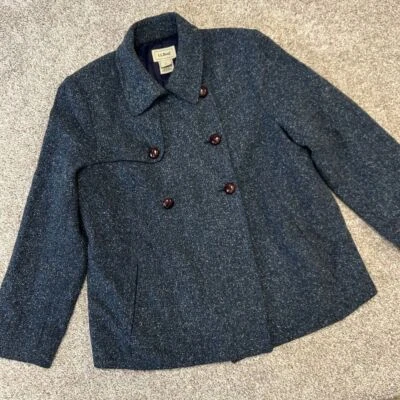 L.L. Bean Women's Pea Coat Wool Blend Size Large Regular Double Breasted - Image 1 of 4