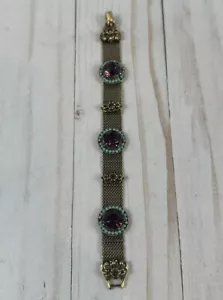 Vintage Art Deco Amethyst und Türkis Mesh Armband - Bild 1 von 21