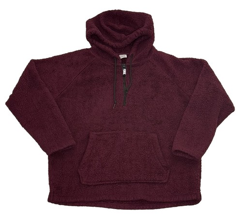 UNDERCOVER Felpa ROSA Victorias Secret grande bordeaux con cappuccio e zip 1 4 sherpa morbida