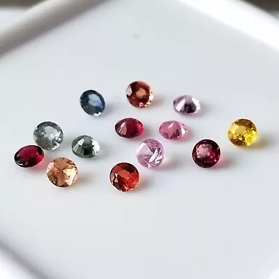 2.8 MM ROUND CUT AAA NATURAL MULTI SAPPHIRE FACETED CALIBRATED GEMSTONE 13 PIECE - Image 1 of 4